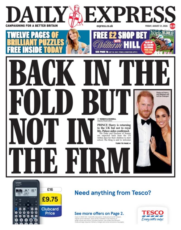 Daily Express front page