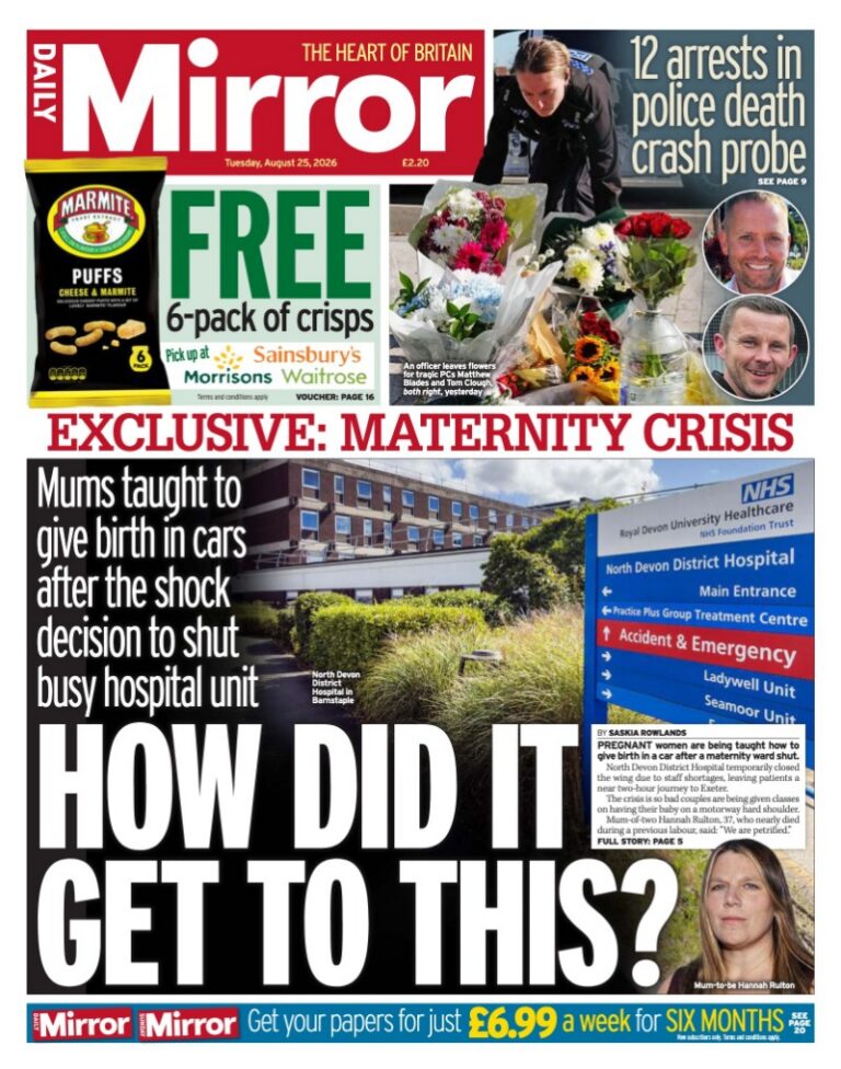 Daily Mirror front page