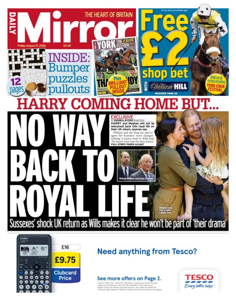 Daily Mirror front page