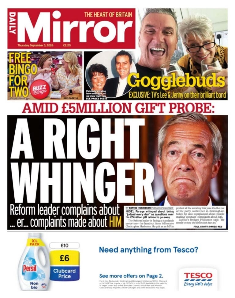 Daily Mirror front page