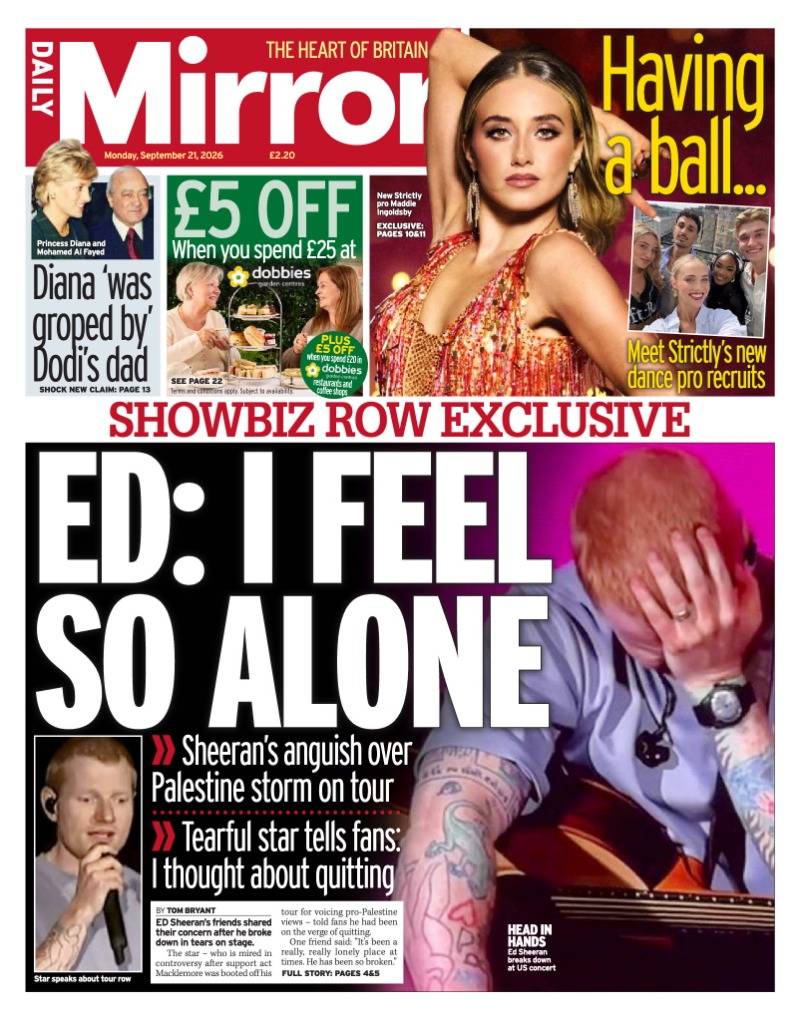 Daily Mirror front page