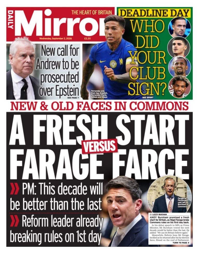 Daily Mirror front page