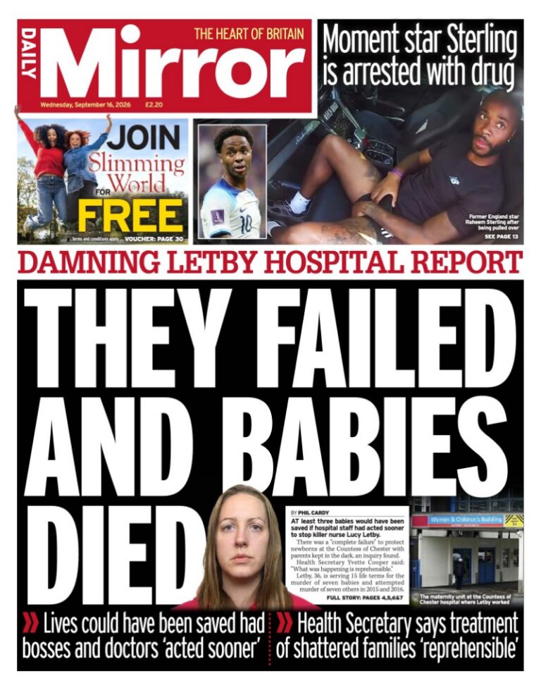 Daily Mirror front page