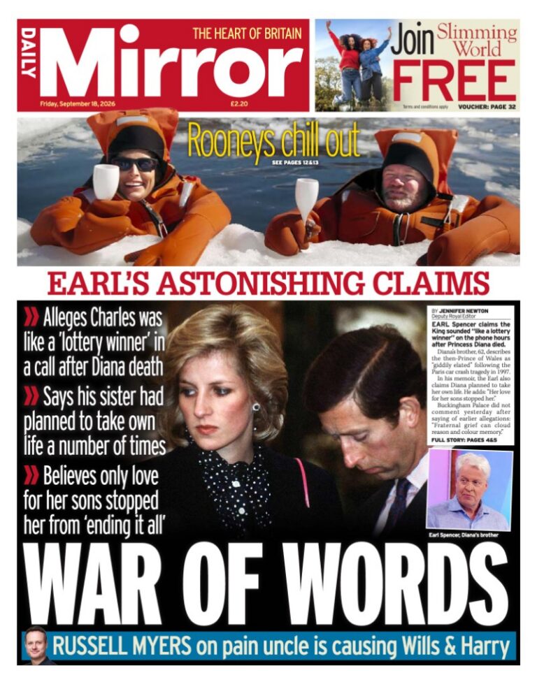 Daily Mirror front page